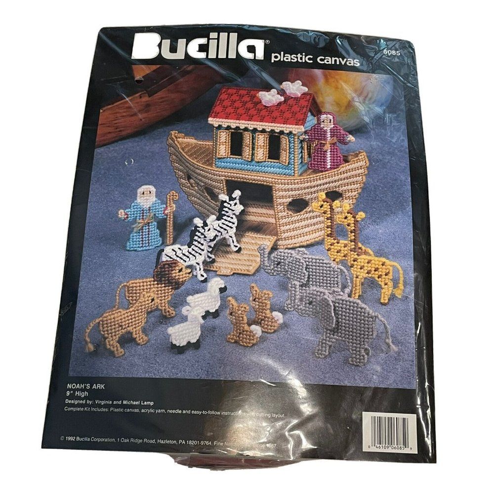 Vintage 90s Bucilla Plastic Canvas NOAH'S ARK Kit Religious Needle Art Kit 6085